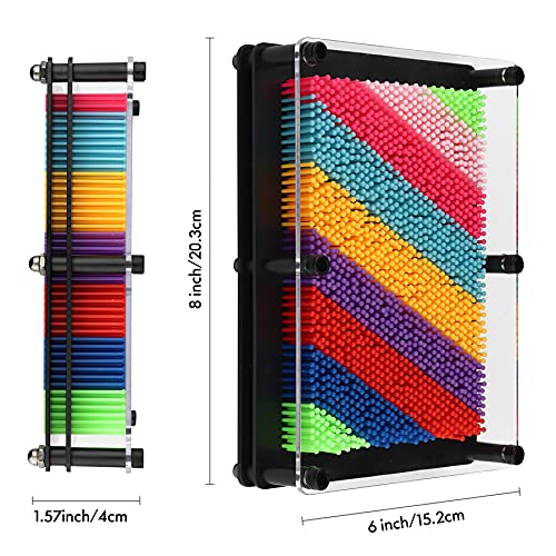 3D Pin Art Board Toy, Colourful Plasic Board Large Size(6 x 8 inches