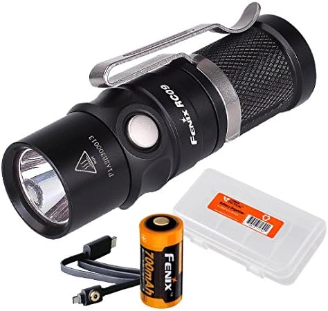 Fenix RC09 550 Lumens Rechargeable Cree XM-L2 U2 LED Flashlight w/ 1x 16340 RCR123A Rechargeable Battery, USB Charging Cable and Lumentac Battery Organizer
