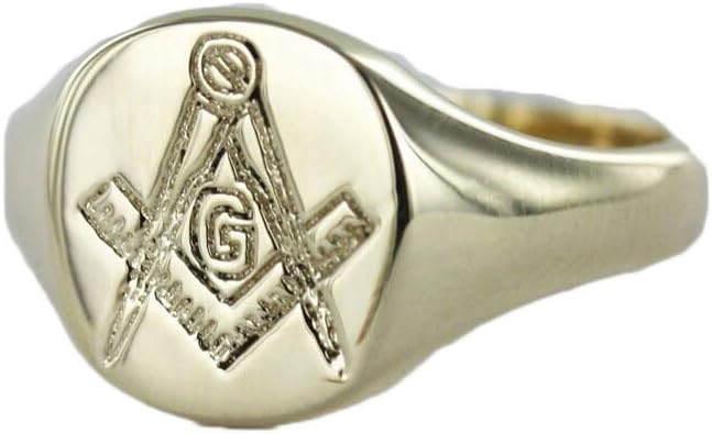 9ct Yellow Gold Square and Compass with G Masonic Signet Ring