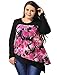 uxcell Women Plus Size Floral Prints Irregular Hem Tiered Tunic Top 2X Black