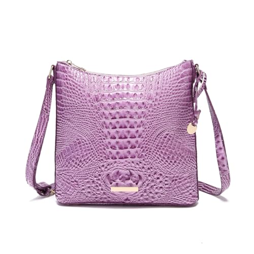 Makcr Joacbv Shoulder Crocodile Flat Handbags for Women trendy Ladies Shoulder Bag Embossed Pattern Leather Crossbody Purse