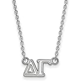 LogoArt Sterling Silver Delta Gamma Medium Pendant Necklace with 18 Inch
