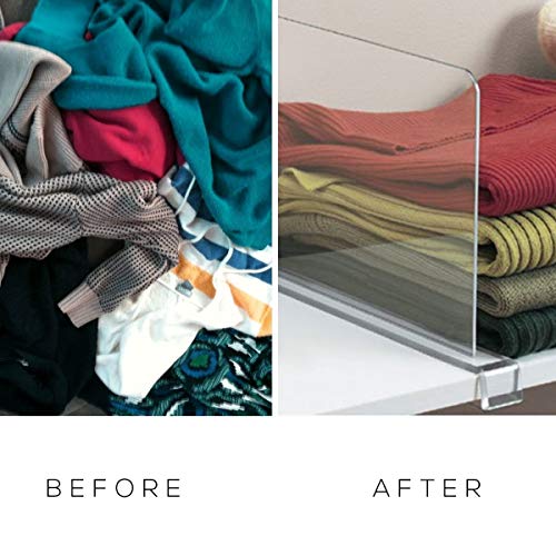 ClosetMate Beautiful 2 Pack Acrylic Shelf Dividers Unbreakable