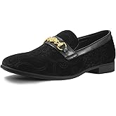Jionrini Men's Luxury Penny Slip-on Loafer Classical Paisley Pattern Velvet Dress Shoes Designer Gold-Buckled Smoking Slipper Party Prom Wedding Comfortable Dancing Shoes