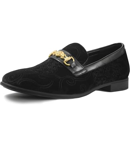 Amali Men\'s Black Pink Velvet Tuxedo Loafers Slip On Formal Wedding Dress Shoes Amazon.com | Amali Fabio - The Original Men main image 2