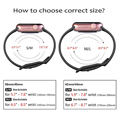 Epova Silicone Strap Compatible with Apple Watch Strap 40mm 38mm 41mm 42mm, Replacement Straps for iWatch SE 3 Series 11 10 9 8 7 6 5 4 3 2 1, Black, Small