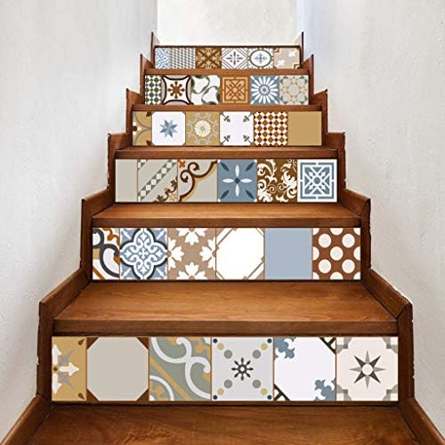 DIY 3D Stairs Stickers Vinyl Waterproof Stairs Decals Home Bedroom Decoration Arabian Style Tiles(18 * 100cm* 6pcs)