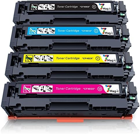 7Magic Compatible 201X CF400X high Yield Toner Cartridge CF400A CF401X CF402X CF403X for Color Laserjet Pro MFP M277dw M252dw MFP M277n M252n Printer (Black,Cyan,Yellow,Magenta)