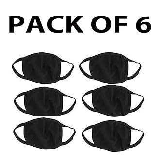 Bersache Cn95-1 Black Mouth Nose Cover Mask(pack of 6)