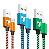 Micro USB Cable Aioneus Fast Android Charging Cord 6FT 3Pack Charging Cable Nylon Braided Cable Charger Cord Compatible with Samsung S7 S6 S5 J7 J5 J3, Moto G4 G5, HTC, Huawei,Nokia, Tablet