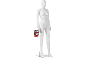 TopMaster Female Form Mannequin - Versatile 360° Design, Easy Assemble, Full Body Dress Form Female Mannequin with Adjustable Posture, Turnable Head & Flexible Limbs - White
