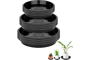 HIDOSNG 15-Pack Black PVC Plant Saucer Set – Includes 6", 8", and 10" Sizes – Durable Round Drip Trays for Indoor and Outdoor