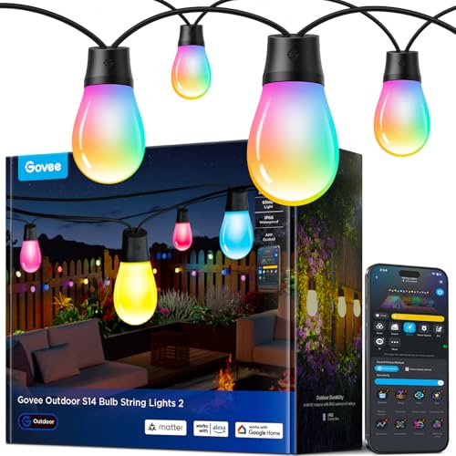Govee RGBICW Outdoor Fairy Lights, 30 m, IP66 Waterproof, Works with Alexa and Google Assistant, App Control, 111 Scene Modes, Outdoor Fairy Lights for Balcony, Garden, Party Decoration