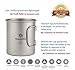 Camp Mug (450ml/ 600ml) With & Without Lid, Strong Lightweight Camping Mug/Pot with Measurement Marks, Folding Titanium Cup for Backpacking/ Hiking/ Camping in Cloth Case (Mug Without Lid, 450ml)