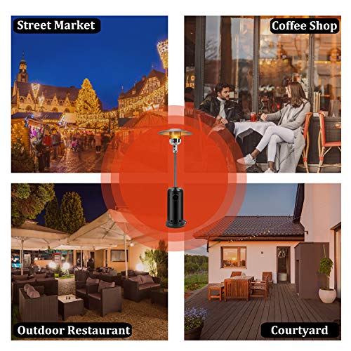 Bathonly Environmentally Safe Patio Heaters Garden Heater with Wheels for Moving Around, Tilt Auto Off Setting,38000BTU Outdoor Heater - Black...