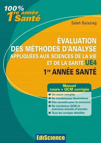 Évaluation des méthodes d'analyse appliquées aux sciences de la vie et de la santé-UE4