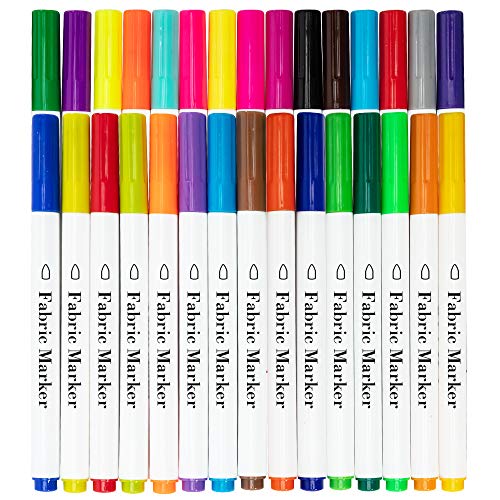 Fabric Markers Pen 30 Colors Permanent Paint Art Marker Set for Writing Painting on T-Shirts Clothes Sneakers Canvas Shoes, Child Safe & Non-Toxic - Thumbnail 6