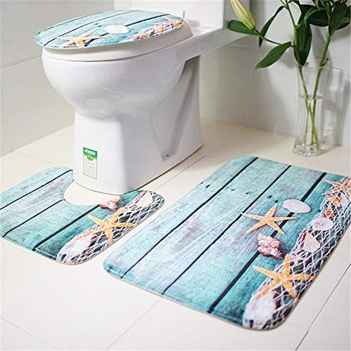 3Pcs/Set Creative Toilet Set Non-slip Rug Mat Set Toilet Lid Cover Home Bathroom Bath Accessories