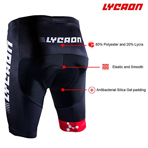 LYCAON Bike Bicycle Cycling Shorts 3D Gel Padded Shorts Men Women Boy Girl (M, Red)