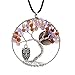 ALoveSoul Gift Rose Crystal Aquamarine Amulet Tree of Life Gemstone Pendant Necklace