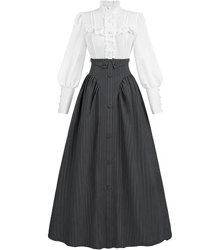 lady van tassel dress Katrina Costume Sleepy Cosplay Hollow Gothic Renaissance Victorian Striped Bustle Gown for Women (XS) Black and White : Clothing, Shoes & Jewelry Confirmation Dresses​
