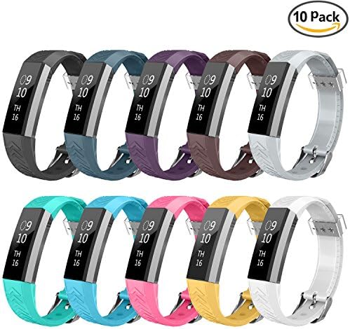 NEWLIBO Fitbit Alta and Alta HR Bands, Alta Accessory Replacement Wristband w/Secure Buckle Clasp, Fit bit Alta and HR Smart Fitness Watch Large Small Men Women Kids,10pack Arrow Textured(John1-12)