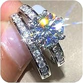 RKKOJJO 925 Sterling Silver Cubic Zirconia Stacking Ring Diamond Ring Engagement Ring Wedding Band Rings for Women