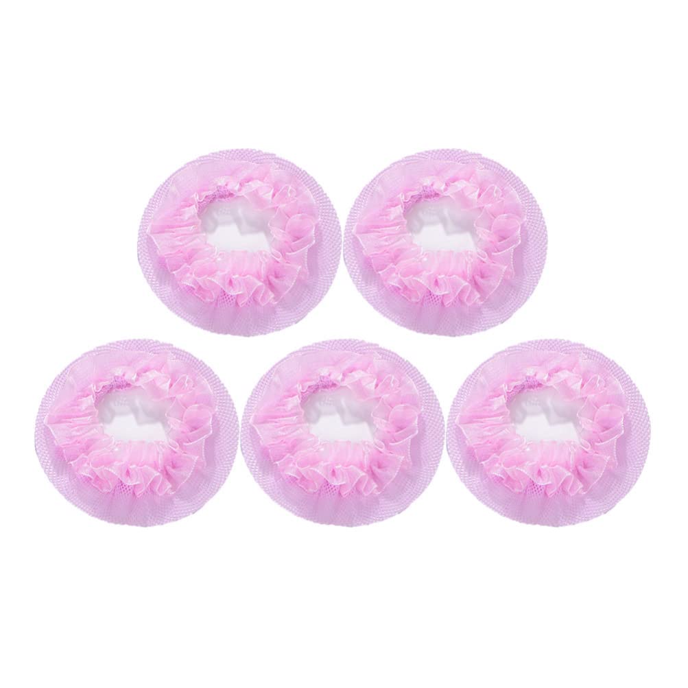 LALAFINA 5pcs Bun Hair Nets Reusable Elastic Bun Covers Mesh Hair Bun Nets for Dancer (Pink)