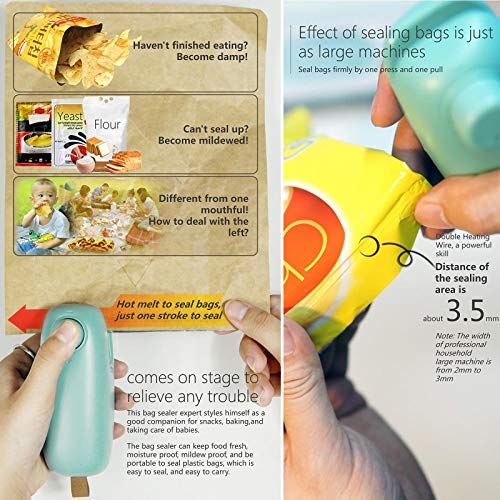 2 in 1 Bag Sealer & Cutter, Handheld Mini Food Bags Sealer, Kitchen Sealer Smart Sealing & Cutter Small Sealers Machine for Chip Food Snack Storage Bags