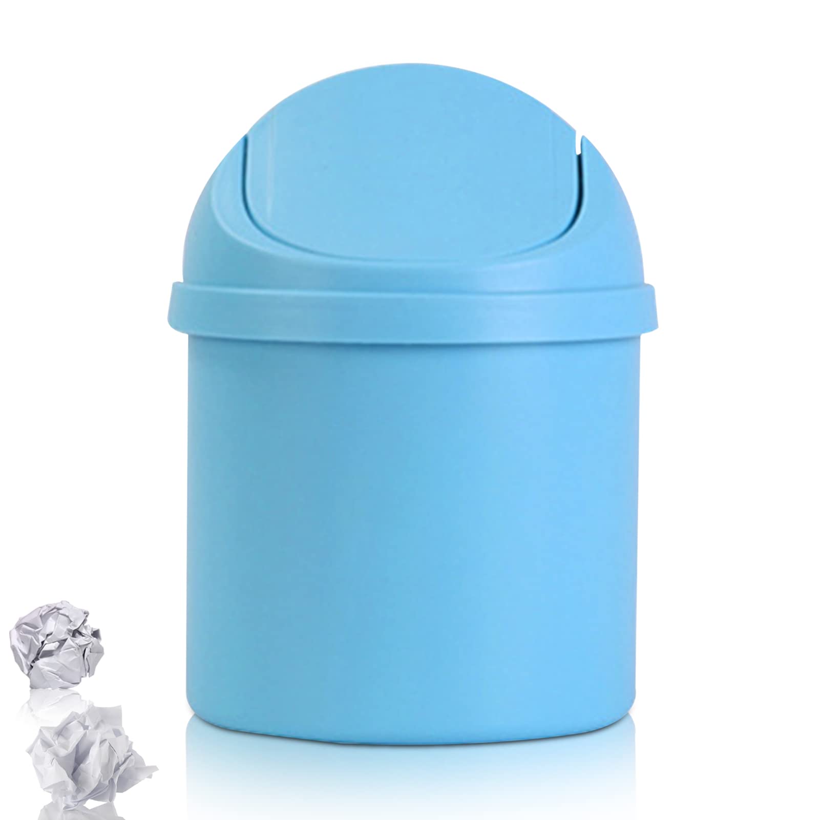 HERCHR Small Swing Lid Bin,Mini Waste Bin 5.3×7.1in Bathroom Waste Can with Tipping Lid Mini Plastic Desktop Trash Box,Desktop Trash Can for Home, Office, Kitchen
