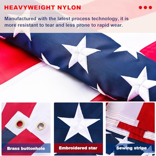 American Flag 3x5 FT Outdoor - USA Heavy Duty Nylon US Flags With
