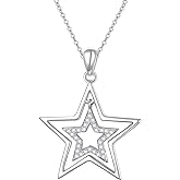Alphm S925 Sterling Silver Double Stars Y2K Necklace & Earrings Pentagram Pendant Jewelry