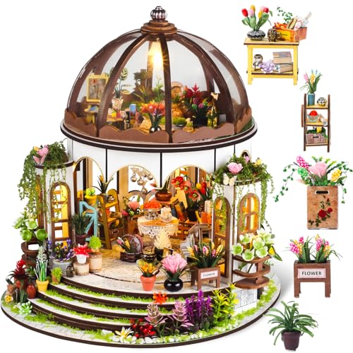 DIY Book Nook Kit - Bookend Diorama with LED - 3D Wooden Puzzle DIY Miniature House Kits - Bookshelf Insert Decor - Booknook Dollhouse Crafts Hobbies Gifts for Adults (Hanging Garden)