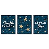 Big Dot of Happiness Twinkle Twinkle Little Star - Baby Boy Nursery Wall Art and Kids Room Decorations - 7.5 x 10 inches - Set of 3 Prints