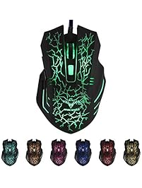 HAVIT HV-MS672 3200DPI Wired Mouse, 4 Adjustable DPI Levels, 800/1200/2400/3200DPI, 7 Circular & Breathing LED Light, 6 Buttons [ Updated Version ]