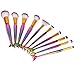 Doinshop Novelty Mermaid Handle Makeup Brush Set Professional Face Eye Shadow Eyeliner Foundation Blush Lip Makeup Brushes Powder Liquid Cream Cosmetics Blending Brush Tool (PACK 10)