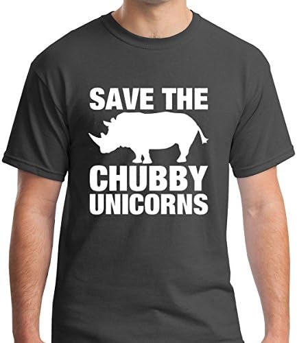 Pure Soul Funny Save The Chubby Unicorns- Funny Premium Men's T-Shirt (Large, Charcoal)