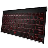 Airfox K20 Ultra Compact Slim Profile LED Backlit Wireless Bluetooth Keyboard for iOS, Android, Windows and Mac with Rechargeable Lithium Battery (Black)