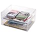 MyGift 2 Pack Clear Premium Acrylic Stacking Paper Tray, Desktop Accessories Tray Organizer, Stackable Documents, File Folder, Mail and Letter Trays for Home Office Dorm School Classroom