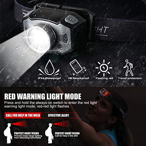Stirnlampe LED Wiederaufladbar USB Kopflampe Stirnlampe Zoombar Wasserdicht Verstellbar Mini Stirnlampen mit Rotlicht… – Bild 4