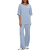 Darong Women's Two Piece Sets Casual Short Sleeve Top Wide Leg Pants Lounge Matching Set Travel Vacation Airport Outfits