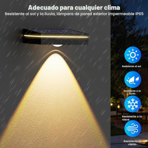 Giliwosy - Solar Garden Lights Outdoor with 3 Color Temperatures, IP65 Waterproof, LED Wall Lights for Fence, Stairs, Decking, Balcony - 4 Pack