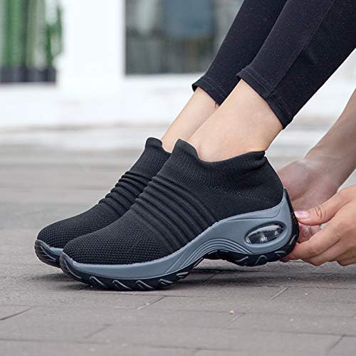 Metyere Women's fashion walking shoes-breathable Mesh sneaker,Comfortable wedge platform shoes Women Walking Shoes Super Soft Height Increase Travel Outdoor Shoes-UK 7