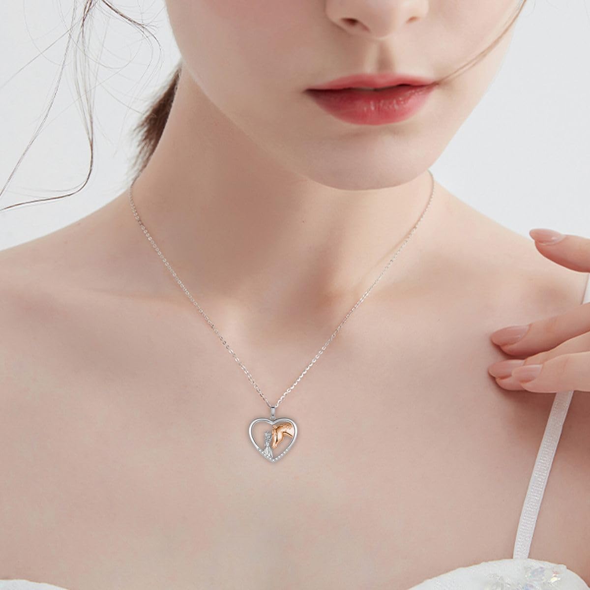 GULICX Horse Gifts for Teen Girl Women, Girl with Horse Necklace Heart Pendant Jewelry Gifts for Horse Lover Daughter Granddaughter Niece