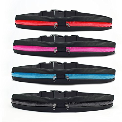 Yes4All Double Pocket Running Belt for Running Hiking Jogging (Pouch Belt Waist Pack) - Choose from 1.5
