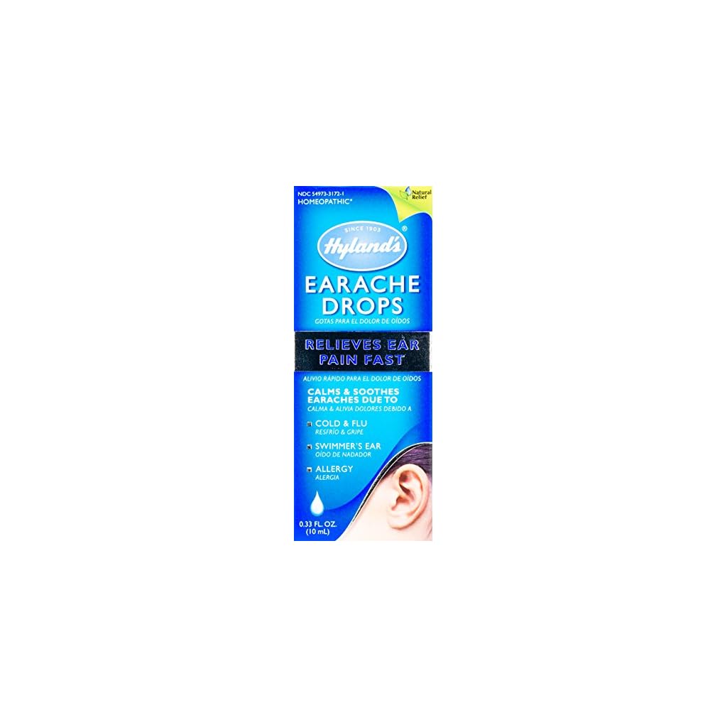 Hyland's Earache Drops, Natural Relief of Cold & Flu, White, 0.33 Fl Oz