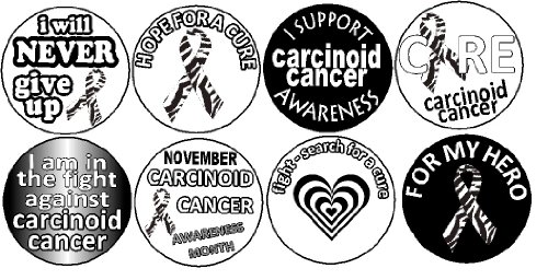Set of 8 Carcinoid Cancer Awareness 1.25