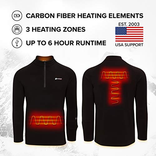 Venture Heat Men's Heated Shirt Thermal Underwear with Battery Pack - Long John, 1/4 Zip Electric Base Layer Pullover… - Image 3