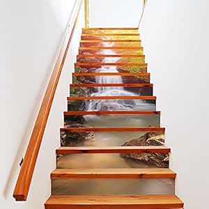 Yunhigh 13pcs 3D Cascada Escalera Auto - Adhesivo Pegatinas de Pared