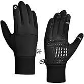 Sharezevermuze Winter Gloves, Touch Screen Compatible, Water Resistant, Thermal, Windproof for Running Cycling Driving Hiking, Men Women, Black